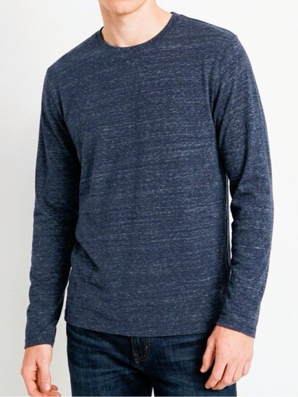 Old Navy Men's Large Soft Washed Ultra-Doux Navy Crew Neck Long Sleeve T-Shirt